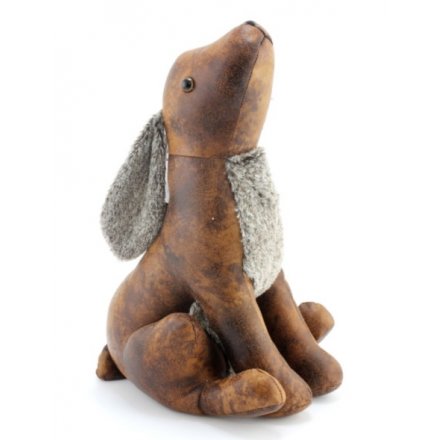 A charming faux leather Hare Doorstop. A much loved and practical decoration for the home.