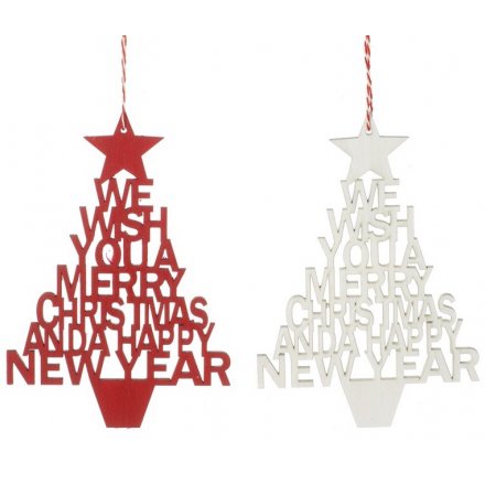 Merry Xmas & Happy New Year Hanging Decoration, 2 Assorted
