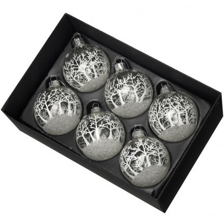 Frosted Christmas Scene Baubles, Set 6