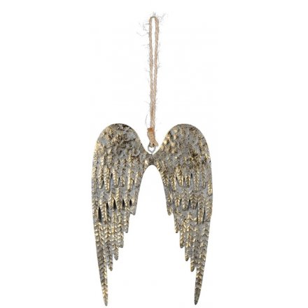 Antique Gold Angel Wings, 14.5cm