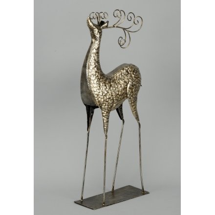 Antique Champagne Metal Reindeer 76cm