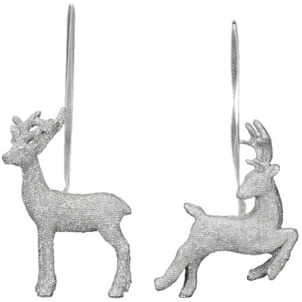 Hanging Silver Glitter Reindeer, 2a
