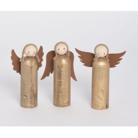 15cm Gold Angel Wooden Decorations, 3a