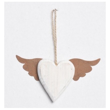 Heart Hanger w Angel Wings 13cm