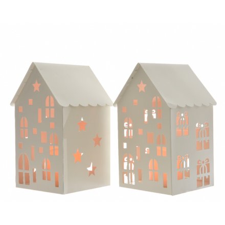 LED Metal House, 2 Assorted 25cm
