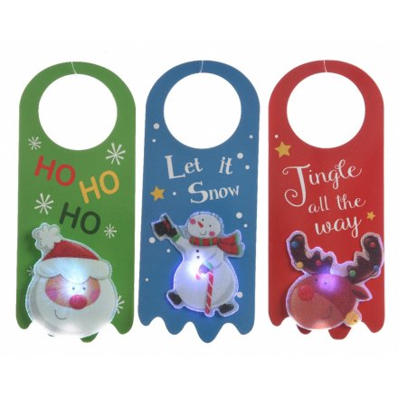LED Christmas Door Hangers, 3 Assorted