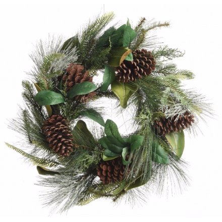 Mixed Needle Wreath Pinecones 50cm