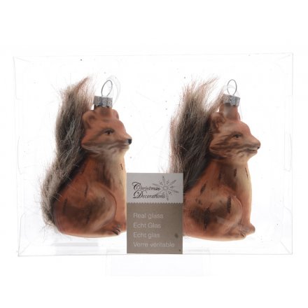 Pack of 2 Glass Fox Decorations