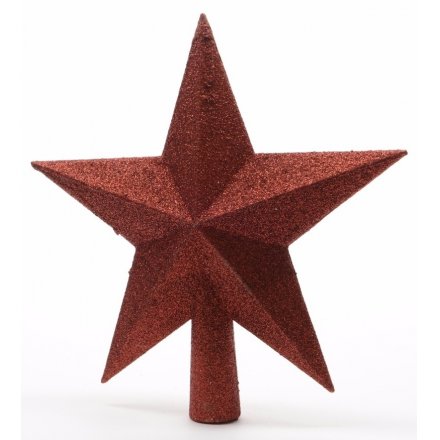 Festive Red Glitter Tree Star 