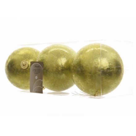 Pack of 3 Green Ice Lacquer Baubles 