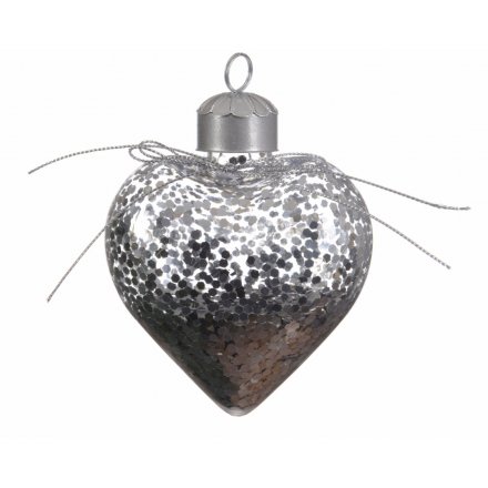 A glitz themed pack of 3 hanging heart baubles