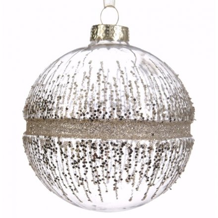 Glass Bauble With Glitter Finish Pack of 3