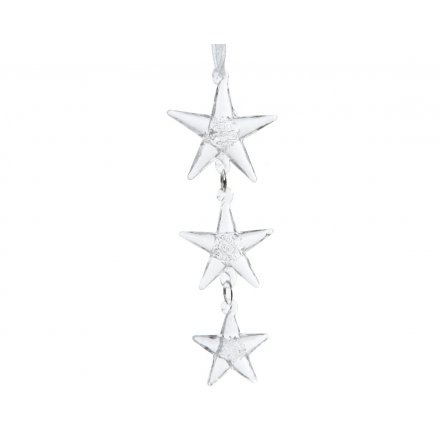 Glass Triple Star Hanging Decoration 15cm