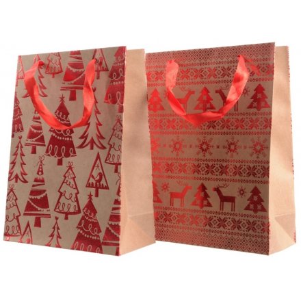 32cm Christmas Craft Bags, 2 Assorted