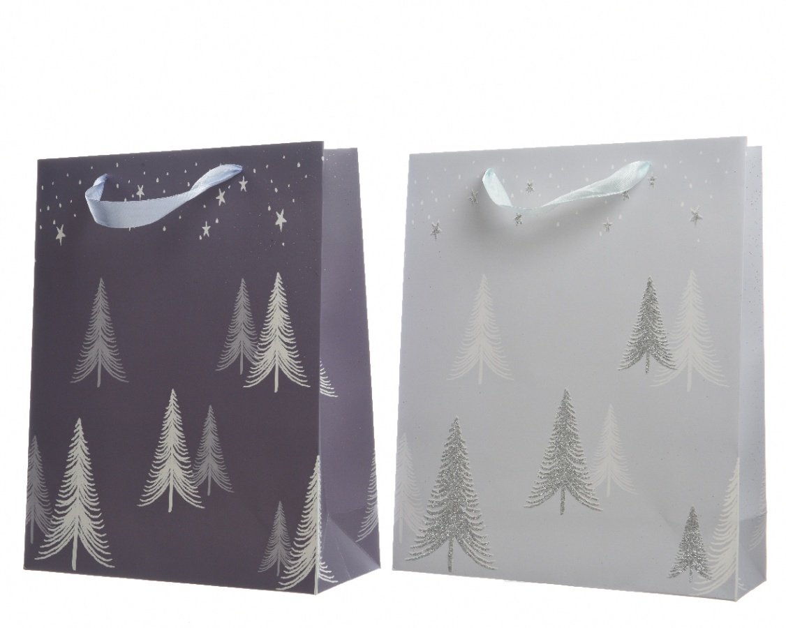Large Silver / Purple Gift Bags, 2 Assorted 33881 Christmas / Gift Bags, Wrap & Ribbon