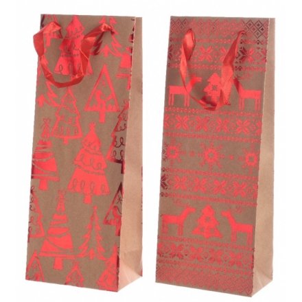 Assorted Festive Red Wine Bags 