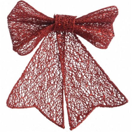 Red Glitter Large Bow 24cm