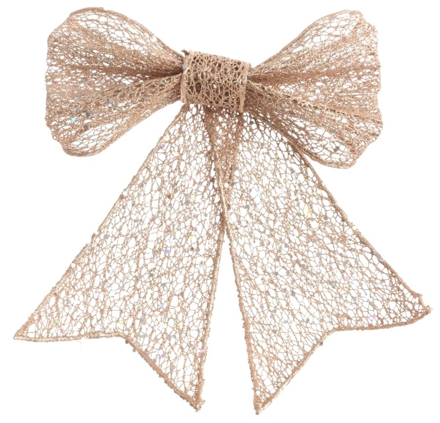 Gold Glitter Large Bow 24cm 33910 Christmas / Hanging Decorations