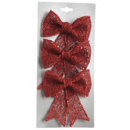 Red Bows, Set of 3