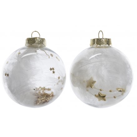 Pack of 3 Gold Star/Feather Baubles