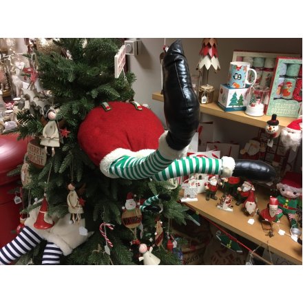 an assortment of 3 fabulous elf legs in brightly coloured red and green designs - Elf Legs Christmas Decoration an assortment of 3 fabulous elf legs in brightly coloured red and green designs - Elf Legs Christmas Decoration