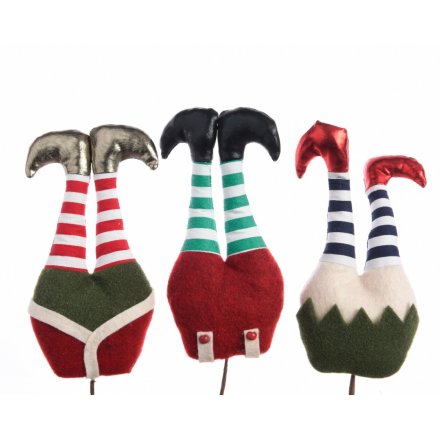 An assortment of 3 bendable elf legs, perfect for placing amongst your Christmas tree