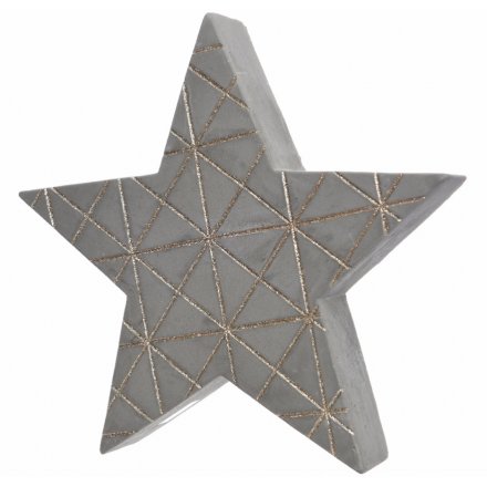 Concrete Geometric Glitter Star, 15cm