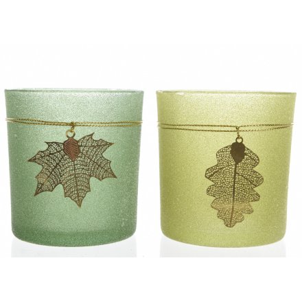 Frosted Leaf T-Lights, 2 Assorted
