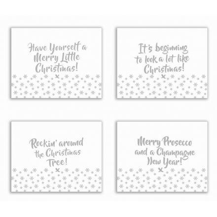 Squared Glitzy Silver Christmas Placemat