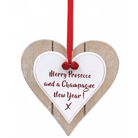 Merry Prosecco & Champagne New Year Heart Sign