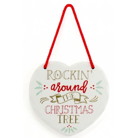 Rockin' around the Tree Heart Plaque