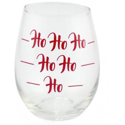  Stemless Wine Glass - HO HO HO 