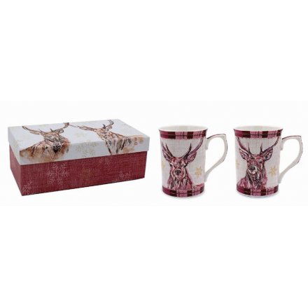 Traditional Stag Mugs, Set Of 2