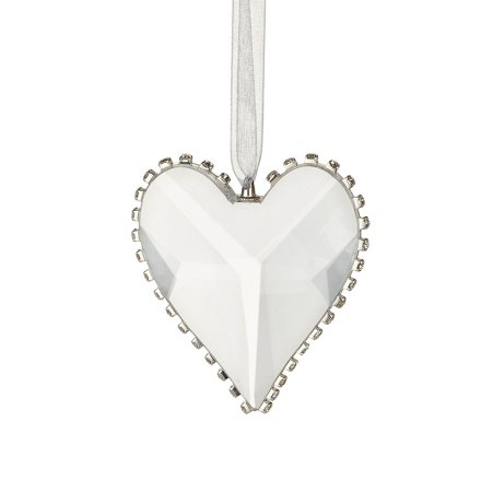 Cut Glass Heart Hanger With Metal Edge