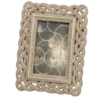Gold Glitter Rope Photo Frame, Small