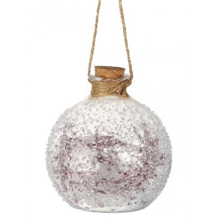 Rough Edged Glass LED Bauble - Snowy Look