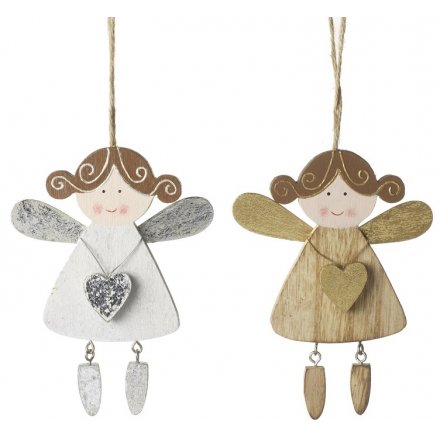 Wooden Silver And Gold Angels