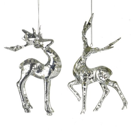 Plastic Hanging Reindeer Decoration Mix, 13.9cm