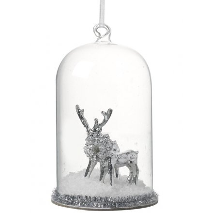 Silver Reindeer Hanging Dome