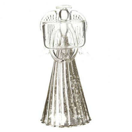 Silver Skirt Glass Angel T Light