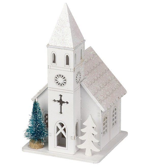 HLI082A / Light Up White Church 34222 Christmas / Display and Light