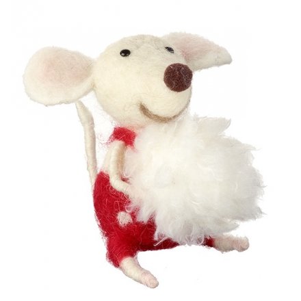 Wool Hanging Mouse  W/ Snow Ball