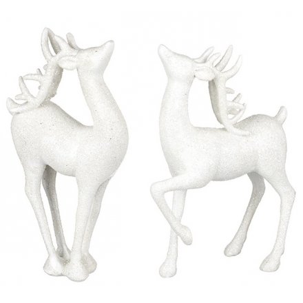 White Sparkle Reindeer Decoration, 2 Assorted