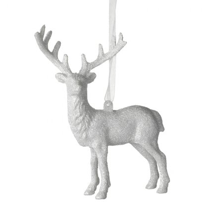 White Glitter Deer Hanging Decoration