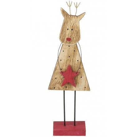 Wooden Standing Reindeer Decoration