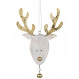 Gold Wood Reindeer Head Hanging Decoration