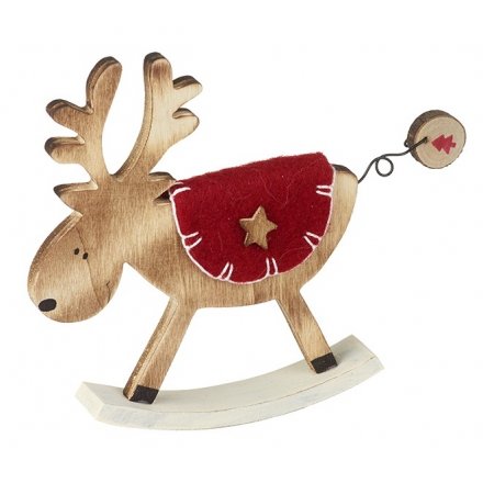 Wooden Rocking Reindeer Christmas Decoration