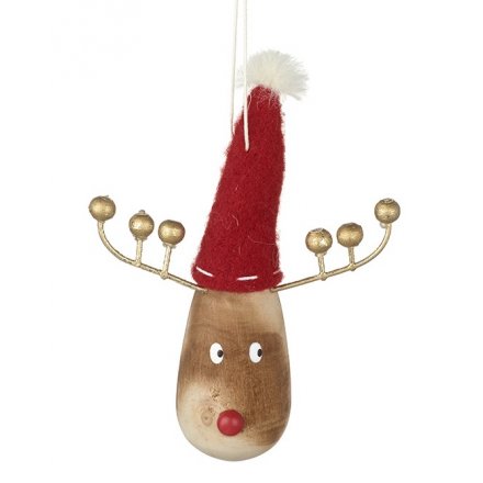 Wood Reindeer Head Hanging Decoration