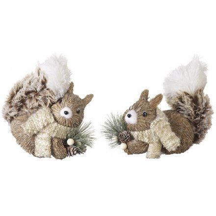 2 Assorted Christmas Squirrel Decorations