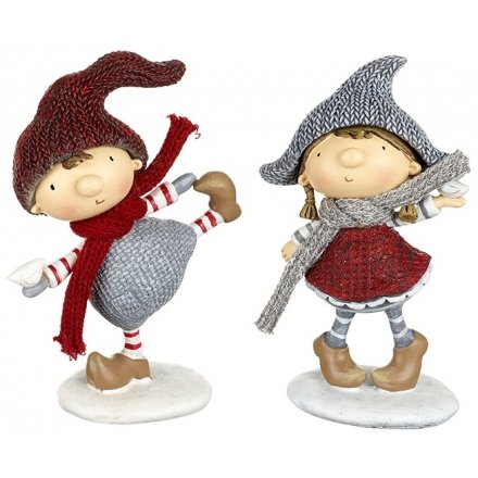 Boy and Girl in Snowball Fight Figurines